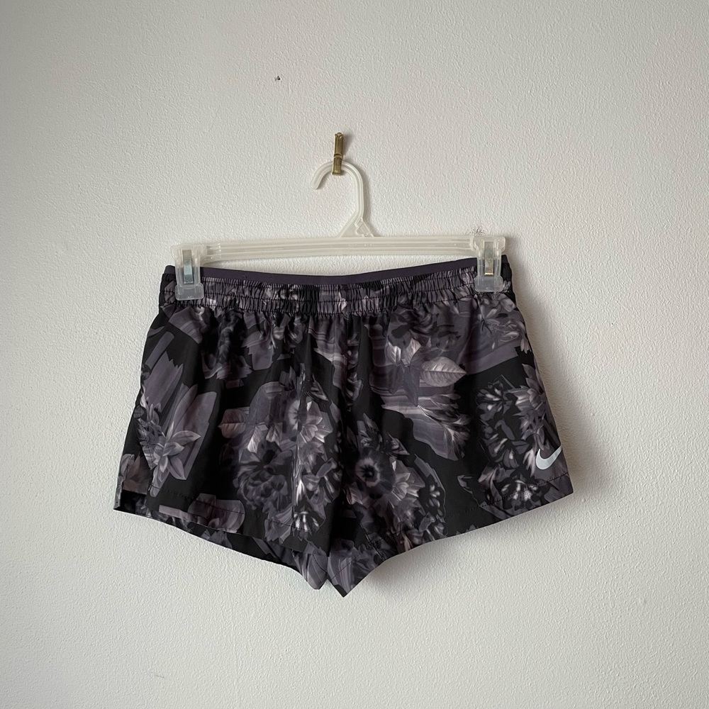 Nike Black and Gray Floral Athletic Shorts